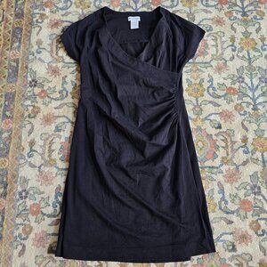 Soft Surroundings Black Wear Anywhere Faux Wrap Midi Dress Women's L